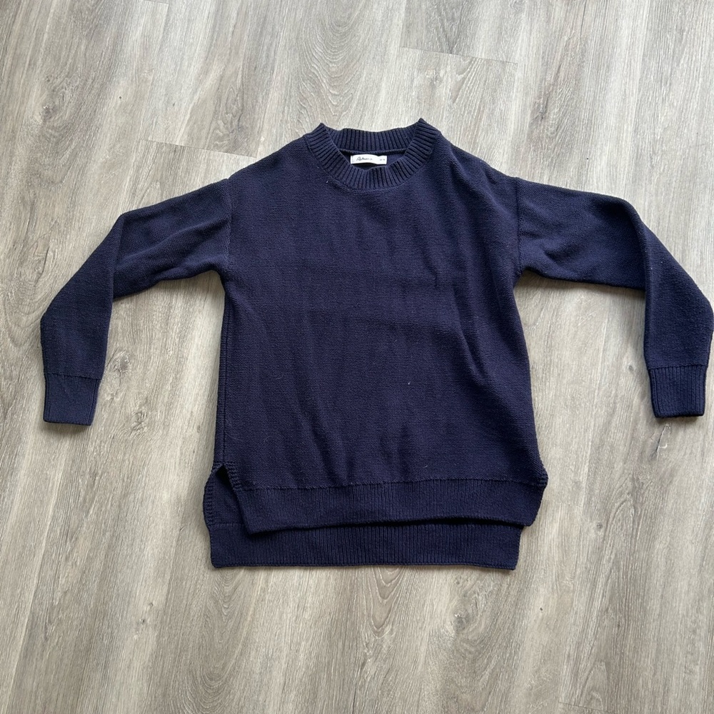Reitmans Blue Crewneck Sweater with Ribbed Details